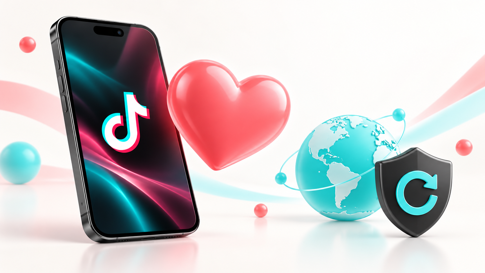 Лайки для видео TikTok: телефон, сердце и символ восстановления